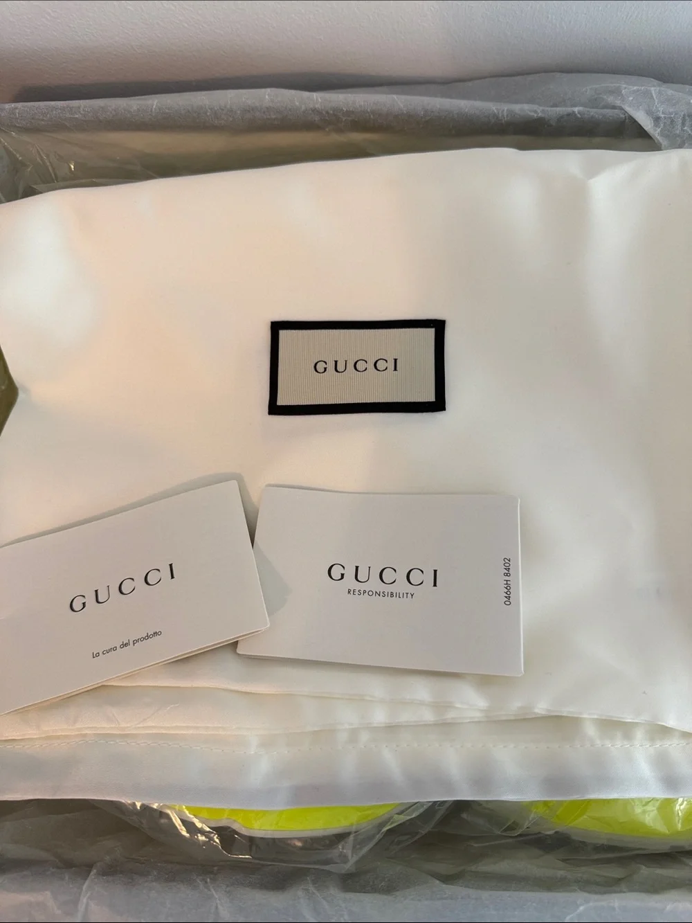New Gucci Neon Yellow Leather Rhyton Sneakers